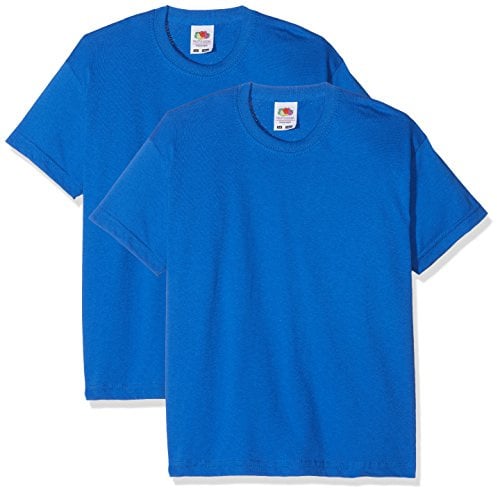 Fruit of the Loom Boy's Kids Valueweight Short Sleeve T 2 Pack Regular Fit Plain Crew Neck Short Sleeve 2 T - Shirt, Blue (Blue Royal Blue), 3-4 Years(Manufacturer Size:51)