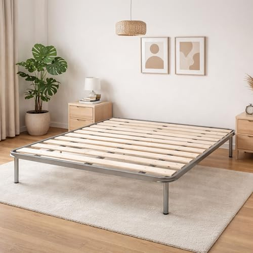 Talamo Italia - Doppelbettuntergestell Anastasia, orthopädisches Untergestell mit gehobelten Lattenrosten, 100 % Made in Italy, 120 x 190 x 31 cm