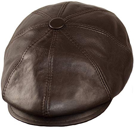 Dazoriginal Ballonmütze Baskenmütze Flatcap Leder Schiebermütze Newsboy Caps (BRAUN, XXL 59-61)