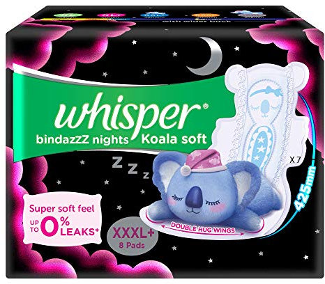 Whisper Ultra Night Sanitary Pads for Women, XXXL+ 8 Napkins