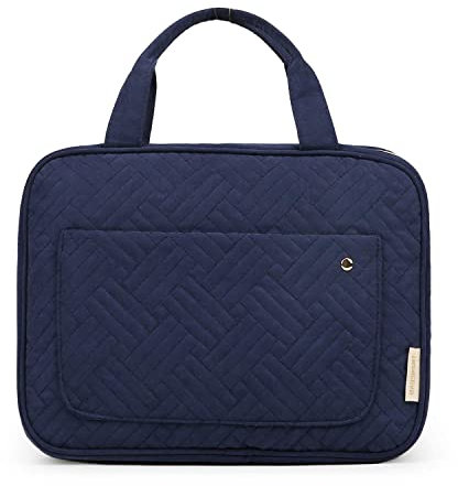 BAGSMART Toiletry Bag Large Hanging Travel Wash Bag Womens Cosmetic Bag for Full Sized Container (Large- Dark Blue)