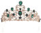 Prinzessin Krone Erwachsene Smaragdgrün, Geburtstagskrone Kopfschmuck Festival Damen, Hochzeitskrone Braut Haarschmuck Gold