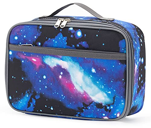 Pretty Jolly Mini Kids Lunch Box, Insulated Reusable Lunch Bag for Girls & Boys, Thermal Meal Container Tote with Waterproof Liner, Hot or Cold Snacks Lunchbox for School,Work,Picnic (Starry Sky)