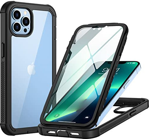 seacosmo Coque pour iPhone 13 Pro, Antichoc Housse Full Body Protection Étui [avec Protecteur d'écran] Bumper Portable Robuste Transparent Intégrale Coque pour iPhone 13 Pro 6,1 Pouces - Noir