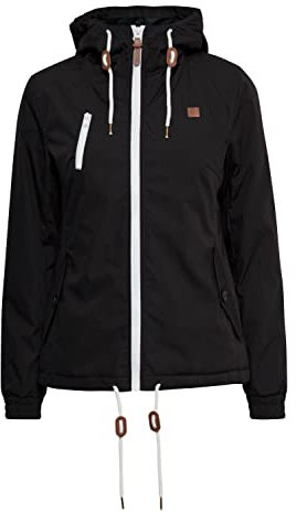 OXMO OXTilda Damen Jacke Übergangsjacke mit Kapuze Kordelzügen Eingrifftaschen Regular fit, Größe:L, Farbe:BLACK (799000)