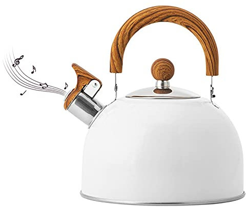 Wasserkessel Induktion - 2.5L Pfeifender Teekessel Edelstahl Wasserkessel Teekanne Flötenkessel Induktion Wasserkocher Mit Holz Hitzebeständig Griff Für Küche Herd Camping Gasherd