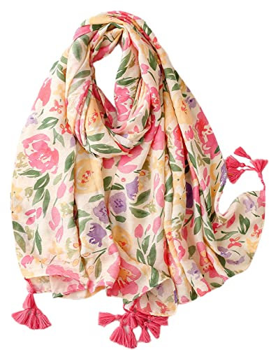 FAIRYGATE Schals Damen mit Quaste Stola Damen Festlich Umschlagtuch Retro Floral Ethno Drucken Große Platz Nacken Wärmer Schalcape Wraps Geschenke für Oma 9042