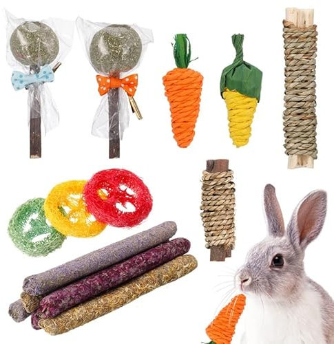 Fuyamp 15 Pcs Jouet Lapin, Jouet pour Lapin, Jouets à Mâcher pour Lapins, Jouets pour Petits Animaux, Accessoire Lapin pour Jouets à Mâcher de Cochon d'Inde Hamster Chinchilla Gerbille