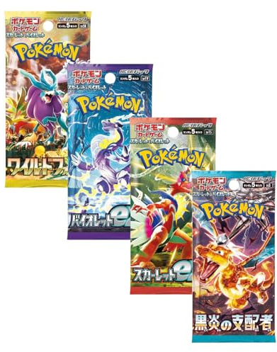 Pokemon TCG 4x Japanische Boosterpacks mit Pokemon-Karten zufällig | 100% authentisch + TitanCards Toploader