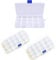 DDSHUN 3 Pack Grids Plastic Storage Boxes Plastic Organizer Jewelry Container Clear Bead Organiser with Compartments Box Adjustable Dividers Craft Tray For Rock Screw Seed Washi Tape Small Parts