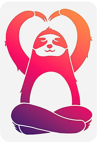 FINGERINSPIRE Yoga Faultier Schablone 21x29.7 cm Große Malschablone Faultier Schablone Yoga Vorlage Liebevolle Arme Niedliche Tier Zeichnungsvorlage Für Zuhause Wand Boden Tür Fliesendekoration