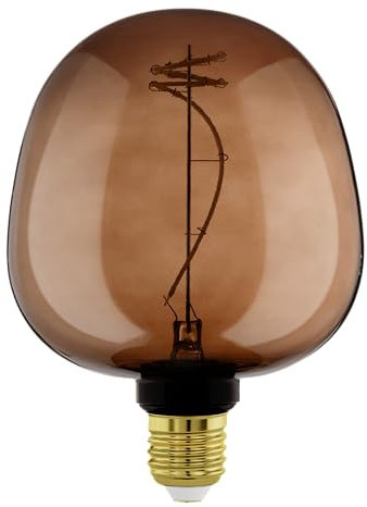 EGLO XXL E27 Lampe dimmbar, Spiral LED Retro Glühbirne Big Size, extra-großes Vintage Deko Leuchtmittel in Cognac braun, 4 Watt, 40 Lumen, warmweiß, 2000 K, L 18 cm