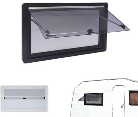 awolsrgiop Wohnmobilfenster 900x500 mm, Wohnwagenfenster Ausstellfenster Wohnmobil Fenster RV Klappfenster Externes Push Fenster, Wohnmobil Fenster mit integriertem Rollo und Fliegengitter