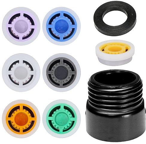 Grafner Durchflussbegrenzer Set 1/2 Zoll, bis 80% Wassereinsparung, 9 tlg. Set, einstellbar 4-12 Liter, schwarz, massives Messing, Spareinsatz Wasser Begrenzer Set Wassersparer Durchlaufbegrenzer