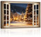 ZXHYWYM Weihnachts Leinwandbilder Winter Schnee Szene Bilddrucke Neujahr Fensteransicht Poster Kunstwerk Heimdekoration gespannt und Gerahmt (Bild-2, (60.00 x 90.00 cms))