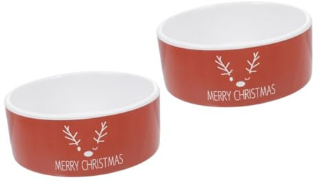 minkissy 2 STK Keramikschale Katzennapf Aus Keramik Weihnachtskatzenschüssel Futternapf Für Welpen Hund Wassernapf Futterstation Für Haustiere Futternapf Für Hunde Boden Lebensmittel