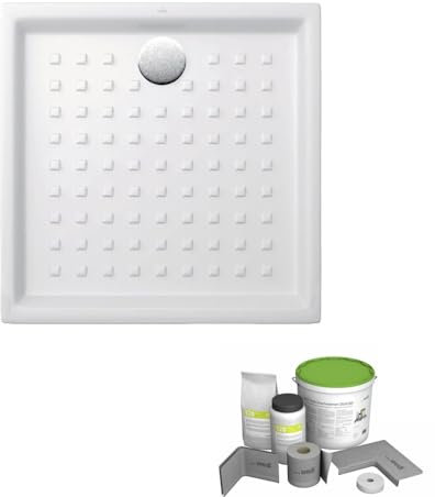 Jacob Delafon Pack Receveur de Douche 100 x 100 VILLEROY ET BOCH O Novo carré Blanc + Kit d'étanchéité WEDI