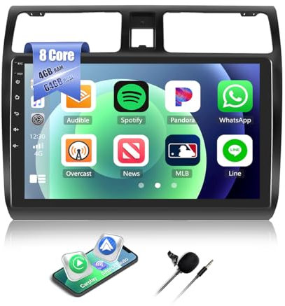 [8Core 4G+64G] CAMECHO Android 13 Autoradio mit Navi für Suzuki Swift 2003-2010,10 Zoll Doppel Din Auto Radio Touch Display mit Carplay Android Auto Bluetooth FM/RDS Mirror Link DSP