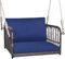 GIANTEX Hängesessel Outdoor, Hängestuhl aus Rattan & Metallrahmen, Hängesitz mit Rücken- & Armlehnen, Schaukelsessel mit Sitz- & Rückenkissen, Schaukelstuhl Hängend mit Hängeseilen bis 180kg belastbar