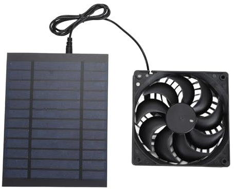 Fockety Extractor de Energía Solar, Ventilador Solar de 12 V. Panel Solar de 6W El Ahorro de Energía Extractor de Aire Solar para Invernaderos, Casas para Mascotas, Pequeños Gallineros,