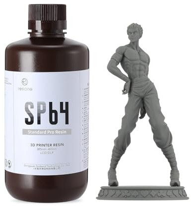 RESIONE SP64 3D Drucker Resin - Standard Pro Resin für LCD/DLP/MSLA 3D Drucker - Matte Finish/Scharfe Details für Miniaturen/Statische Statuen-Mittelgrau 1KG