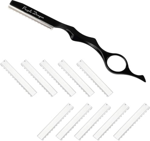 Haar Styling Rasiermesser, Styling Razor Thinning Shaper Friseur Styling Messer Effiliermesser Haar Texturierung Schneidrasier Kamm mit 10 Klingen für den Salon und Heimgebrauch (Schwarz)