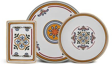 Karaca Positano 18 Piece Serveware Set, Modern Kitchen Breakfast Set for 6 People, Bone China Plates, Luxurious Platinum Design Serveware