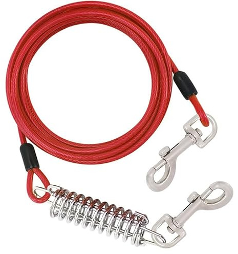 10Ft /16Ft /33Ft - Hund Tie Out Cables, Haustier Tie-Out Leinen, Tie-Out Kabel Heavy Duty Dogs Kettenleinen für Hunde bis zu 125 lbs, Haustiere führen für Kleine/Mittlere Größe, Rot (0.7m/2.3 Ft)