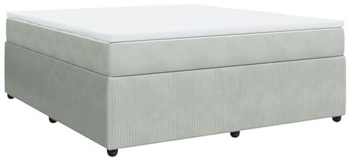 vidaXL Boxspringbett, Polsterbett Bett mit Matratze Matratzenauflage, Bettgestell mit Lattenrost, Doppelbett für Schlafzimmer, Hellgrau 180x200cm Samt