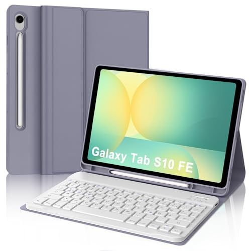 IVEOPPE Tastatur für Samsung Galaxy Tab S9FE/S10FE 10.9, Hülle Tastatur Galaxy Tab S9/S10FE 2025, Magnetisch Abnehmbarer mit QWERTZ Keyboard für Samsung S10FE/S9FE/S9 10.9 Zoll 2025, Lila