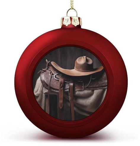 Weihnachtskugel-Ornamente, Pferdesattel, bedruckte Weihnachtskugeln, hängende Weihnachtskugeln, Halloween-Deko-Kugeln