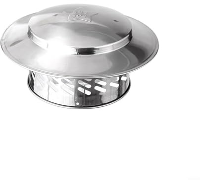 Emiif Chimney Cowl Bird Guard Stainless Steel Rain Cap Flue Pipe Cover Vent Top Exhaust Hood Mesh Protector for Exterior Wall Fresh Air Outlet Roof Pipe(160mm（6inch）)