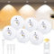 Unterbauleuchte Küche LED Schrankbeleuchtung USB Aufladbar Vitrinenbeleuchtung mit Touch und Fernbedienung, LED Spot Akku Mini Kabellos Dimmbar mit 3 Farbtemperaturen Timer Magnetisch Rund, 6 Pack