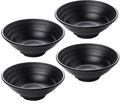 Generisch Lot de 6 bols à sauce et à collation en plastique incassable (noir)
