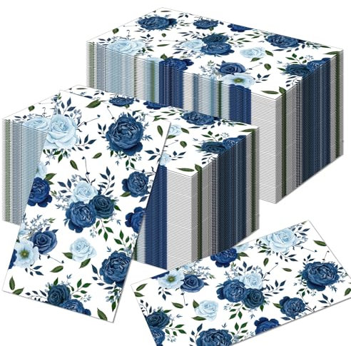 Papierservietten, blaue Rosen, Party-Servietten, Cocktail-Servietten, Dinner-Servietten, weiche Rosen-Papierservietten, Geschirr für Valentinstag, Geburtstag, Party, Hochzeit, Dekorationen, 20 Stück