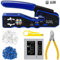 Greluma Kit de herramientas de crimpado RJ45 Pass Through y Cat6 Cat6A Cat5 Cat5e con 20 conectores de paso RJ45 Cat6, 20 cubiertas, 1 comprobador de cable de red, 1 pelacables, 1 cortador