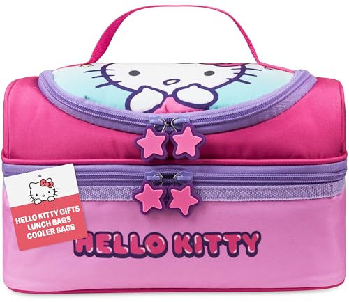 Get Trend Hello Kitty Bolsa Termica Porta Alimentos Infantil Anime Bolso con Compartimento Comida Aperitivo para Escuela y Picnic (Rosa Hello Kitty)