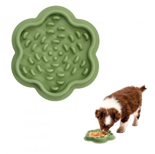Dog Slow Feeder Bowl Silicone Green, Dog Food Bowl for Large Dogs, Slow Eating Dog Bowl to Prevent Choking and Bloating, Non-Slip Design, Easy to Clean Pet Bowl