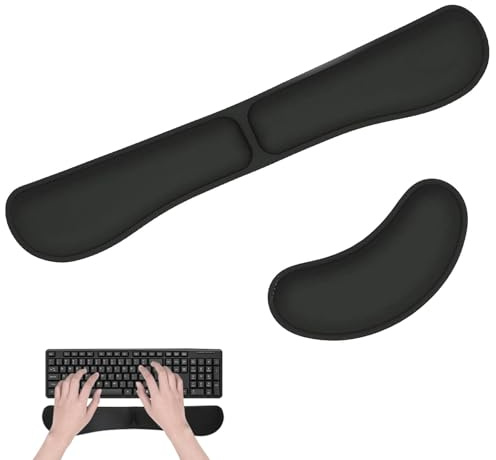 PacuM Wrist Rest Set Enthält 1 Tastatur Handauflage und 1 Handgelenkauflage Maus Schwarz Handgelenkauflagen Handballenauflage Tastatur Handauflage Maus Rutschfeste Unterseite für Gaming Büro