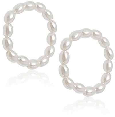 2 Stück Perlenring,Perlenringe Damen,Anti Stress Ring,Anxiety,mit Hochwertigen Perlen, Elastischer Anti-Stress Aus Wasserfesten,Elegantes Design für Täglichen Gebrauch,Perfekt Büro und Freizeit