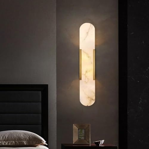 AroimRex Wandleuchten Mid Century natürliche Alabaster Wandbeleuchtung Badezimmer Waschtischleuchten Marmor Wandleuchte weißes Steinglas Moderne Wandhalterungslampe für Schlafzimmer Wohnzimmer Flur