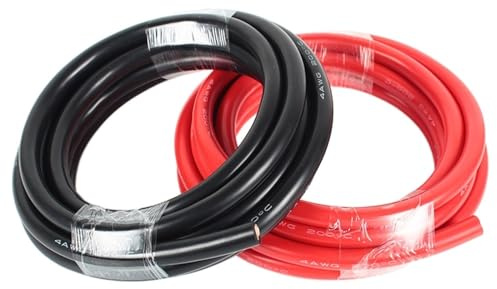 DQZRTUECA Cavo inverter for batteria canalina in rame stagnato, silicone nero rosso 0-20 AWG 1-20 m(2 Awg - 35mm2,10m)