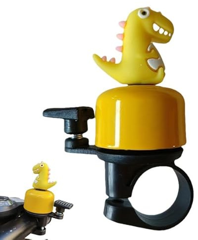 JYNVO Kinderfahrradklingel Dinosaurier, Gelbe Fahrradklingel für Kinder Mädchen Jungen Erwachsene, Laut & Einfache Installation, passend für Fahrrad, Laufrad, Tretroller, Mountainbike