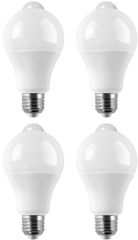 Phyachelo 4 Ampoules à LED avec Capteur de Mouvement E27, Lampe à LED avec Détecteur PIR, Lumière Automatique on/Off pour Porche, Escaliers, Garage - 15W