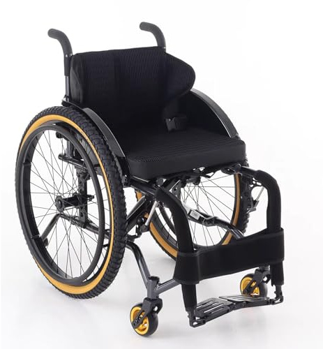 KXPSWGE Leichter Rollstuhl für Erwachsene, Aluminium, ergonomischer Sport-Klapp-Rollstuhl, manueller Rollstuhl mit Handbremsen und Schnellspanner-Hinterrädern (Sitzbreite 38 cm)