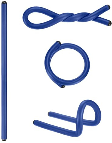 M METERXITY 4-Pack Twist Rubber Ties 17in, Blue | EVA Foam, Reusable, Bendable Rubber Tie Down Straps, for Organizing Bundling Cords, Wires, Cables