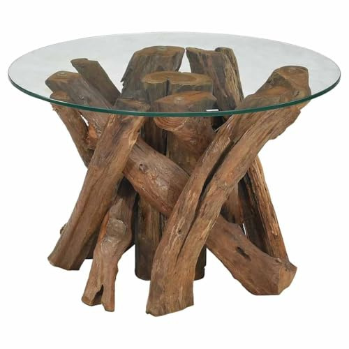 Solivagant Table Basse Bois Flottant de Teck Massif 60 cm,(29.25 KG)-3473