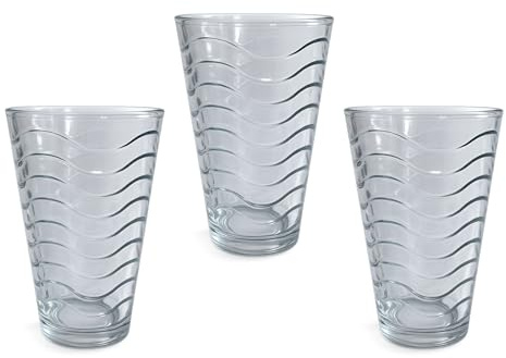 Trinkglas, Wasserglas – 300 ml mit Struktur – 3er-Set mit Wellenstruktur