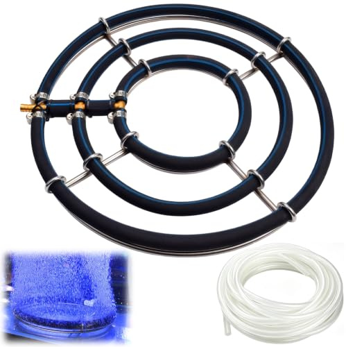 Belüfter Teich Belüfterring 3-in-1 Ringe φ35cm Belüftungsring Ringe, Teichbelüfter Fischteich Sauerstoff Diffuser, Teichbelüfter mit φ9mm Schlauch 5m, Teichzubehör für Gartenteich, Koiteich, Aquarium