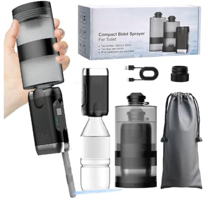 XFDZQQG Bidet Portatile Elettrico con Serbatoio 380+260Ml,Peri Bottle Post Parto Partum Ricaricabile,2 modalità,Bidet da Viaggio Pieghevole Uomini Donne Perineali Emorroidi Anziani Bambino Campeggio